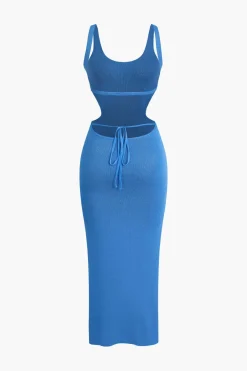 MICAS Knitwear|Knit Dresses-Color Block Backless Cami Knit Dress