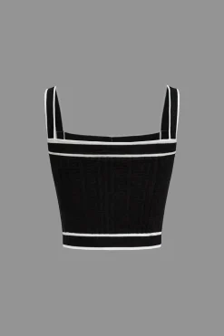 MICAS Knitwear|Knit Sets-Color Block Button Cami Top And Shorts And Sweater Cardigan Set BLACK