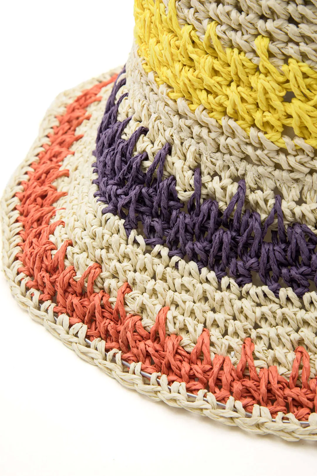 MICAS Accessories-Color Block Crochet Knit Bucket Hat WHEAT