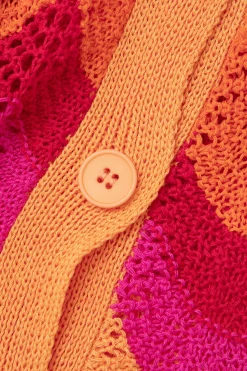 MICAS Knitwear|Knit Tops-Color Block Crochet Knit Short Sleeve Top MULTICOLOR