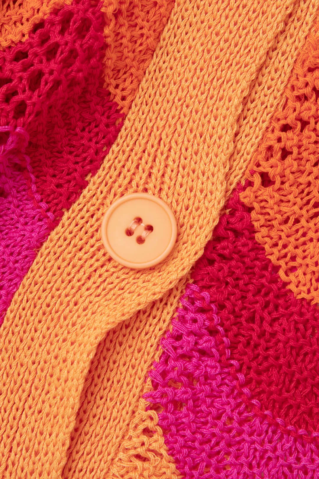 MICAS Knitwear|Knit Tops-Color Block Crochet Knit Short Sleeve Top MULTICOLOR