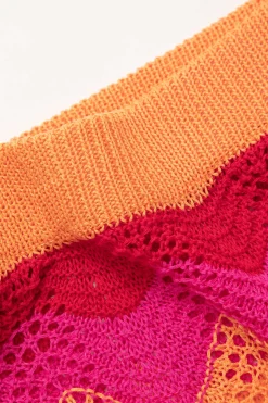 MICAS Skirts-Color Block Crochet Knit Skirt MULTICOLOR