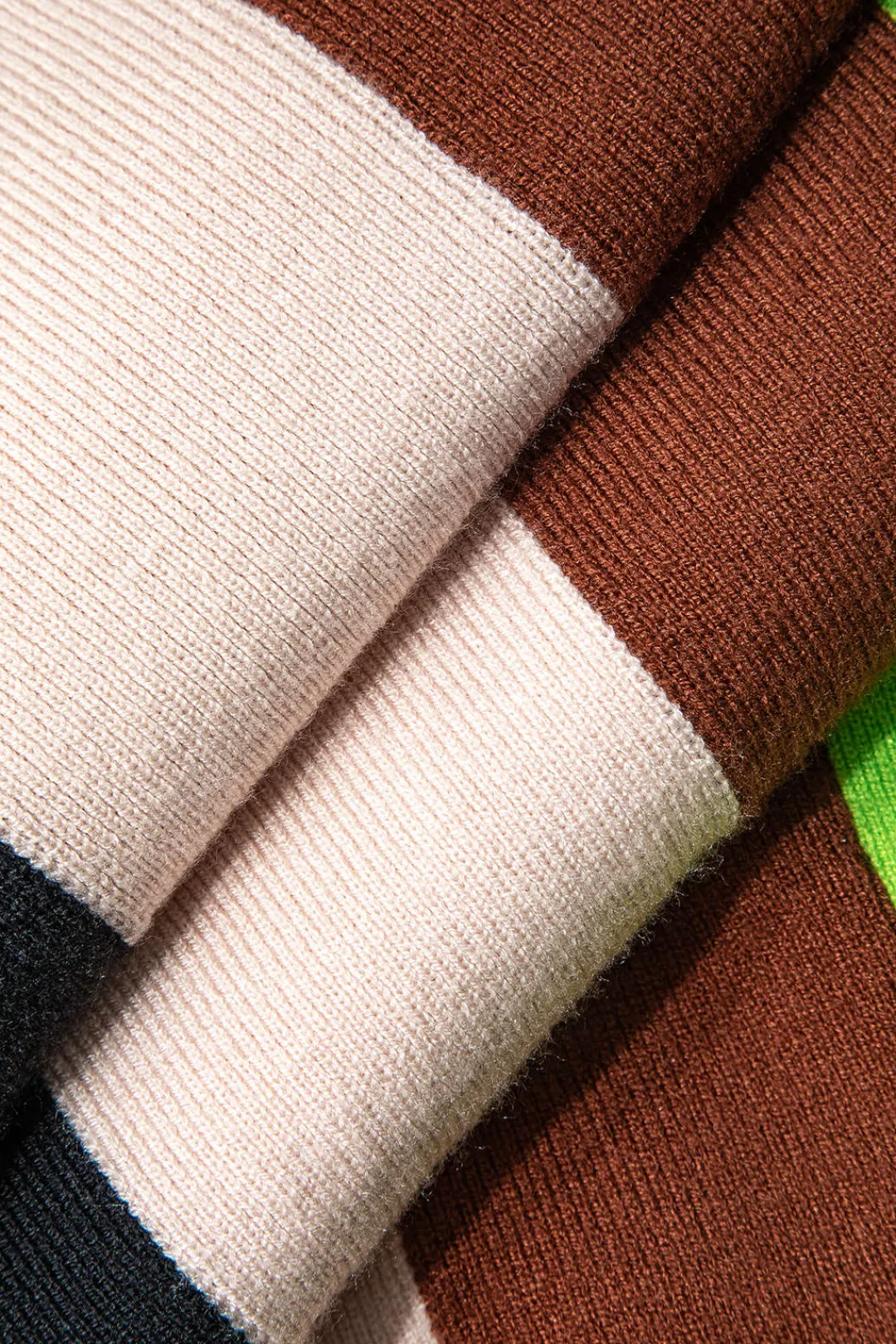 MICAS Knit Dresses-Color Block Cut Out Slip Knit Midi Dress Contrast Color