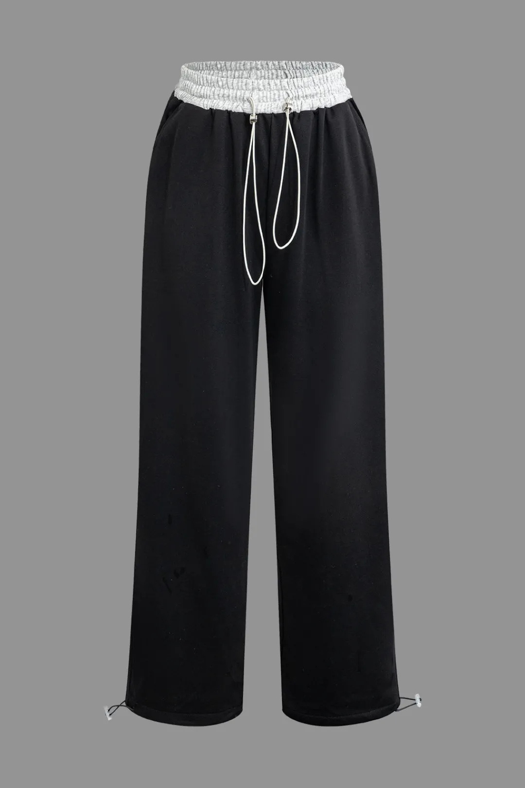 MICAS Pants-Color Block Drawstring Trousers Contrast Color