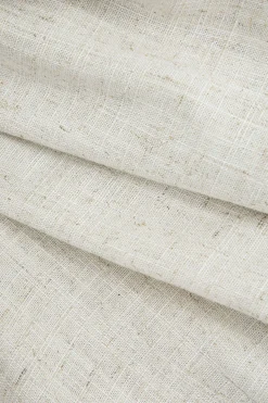 MICAS Long Sleeve Tops|Long Sleeves Tops-Color Block Faux Leather Linen Ruched Long-Sleeve Shirt BEIGE