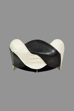 MICAS Tube Tops-Color Block Patchwork Asymmetrical Design Tube Top BEIGE