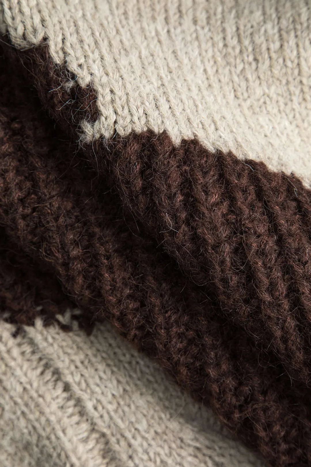 MICAS Outerwear|Outerwear-Color Block Patchwork Sweater Cardigan BROWN