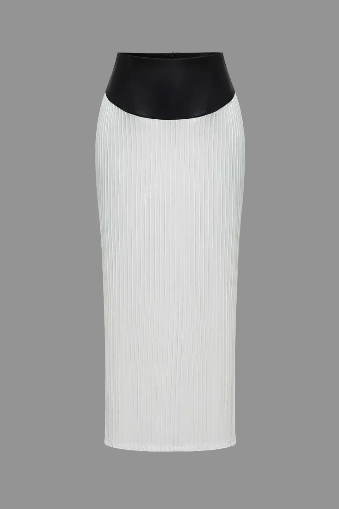 MICAS Skirts-Color Block Pleated Zipper Skirt WHITE