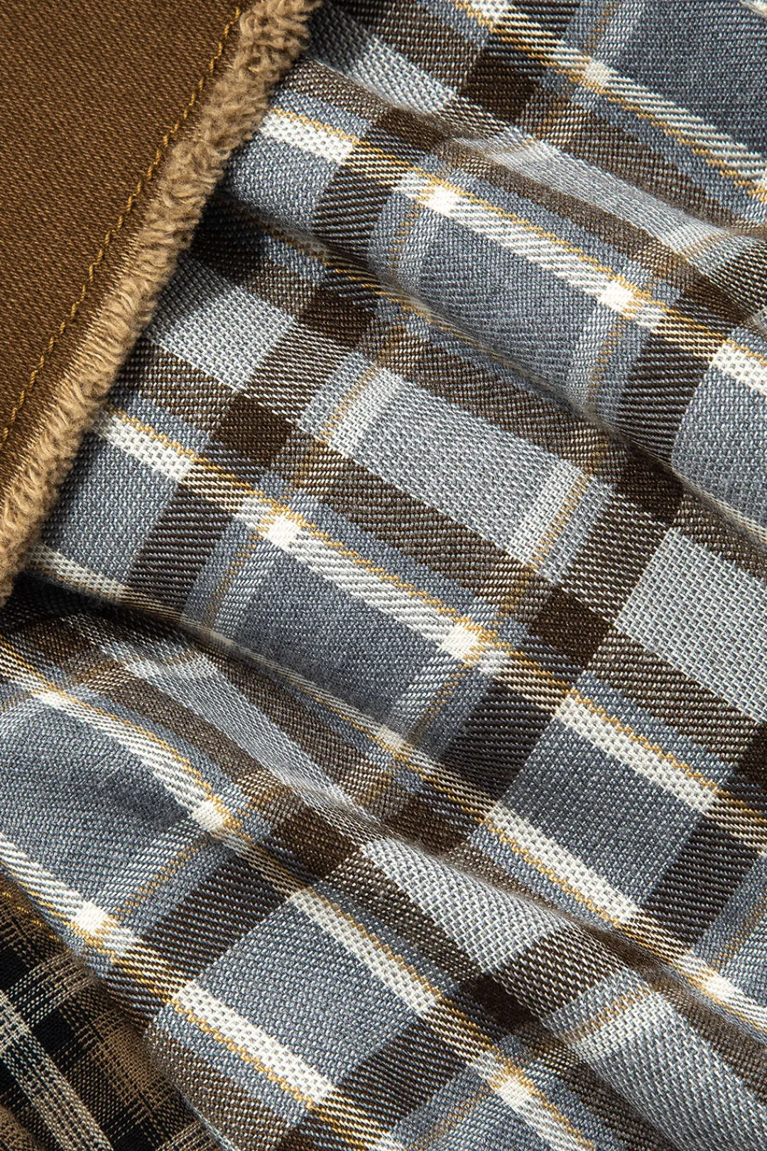 MICAS Skirts-Color Block Print Denim Patchwork Mini Skirt BROWN