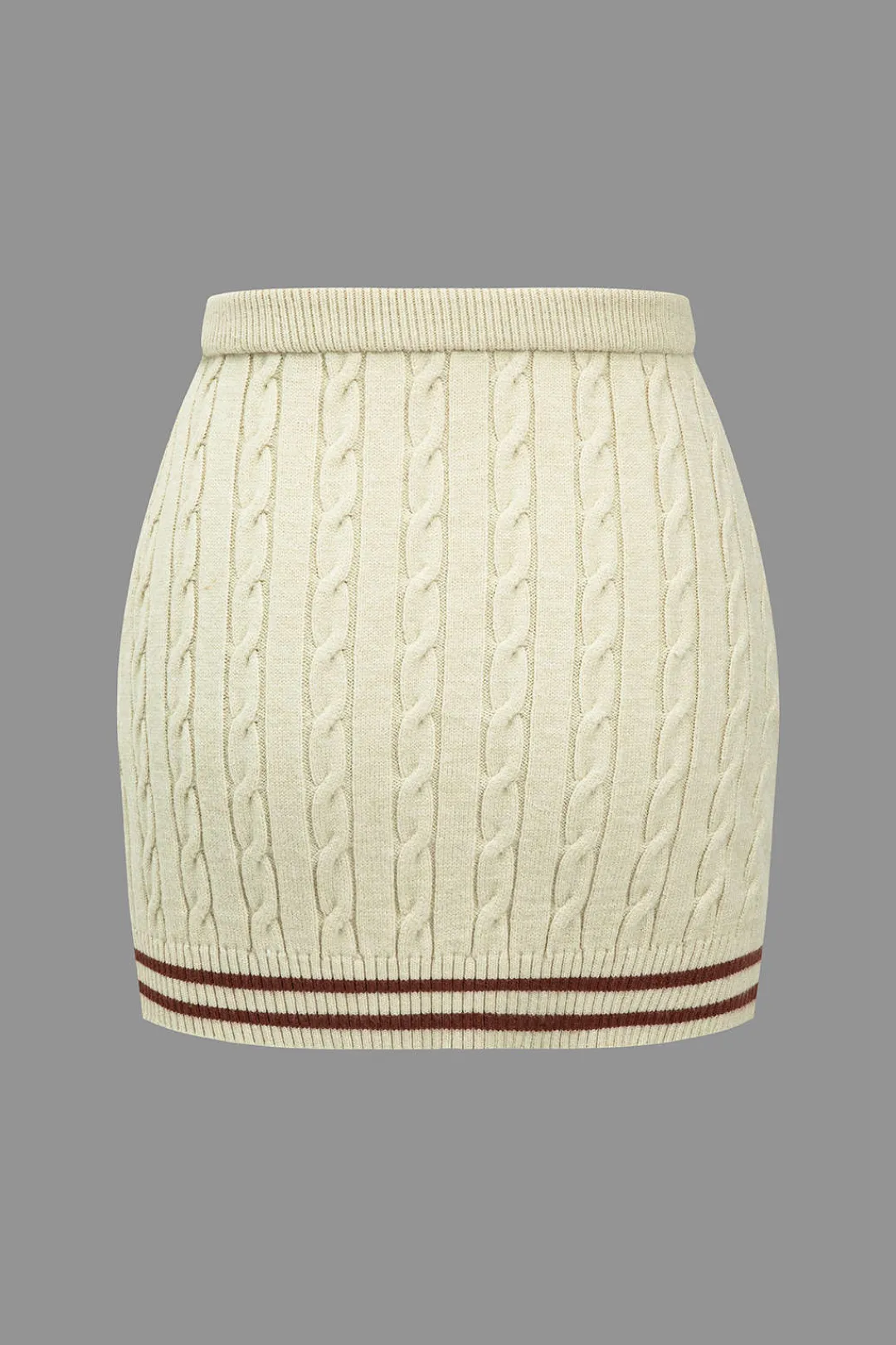 MICAS Knitwear|Knit Bottoms-Color Block Print Knit Button Skirt