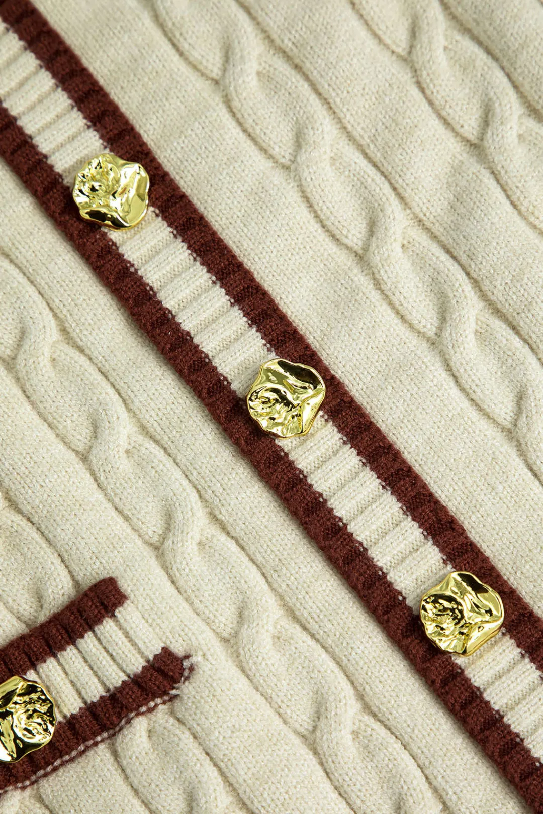 MICAS Knitwear|Knit Bottoms-Color Block Print Knit Button Skirt