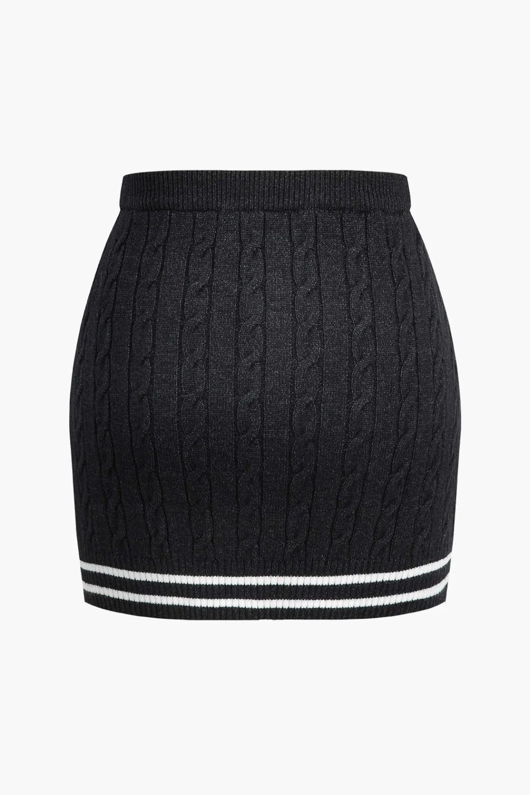MICAS Knitwear|Knit Bottoms-Color Block Print Knit Button Skirt