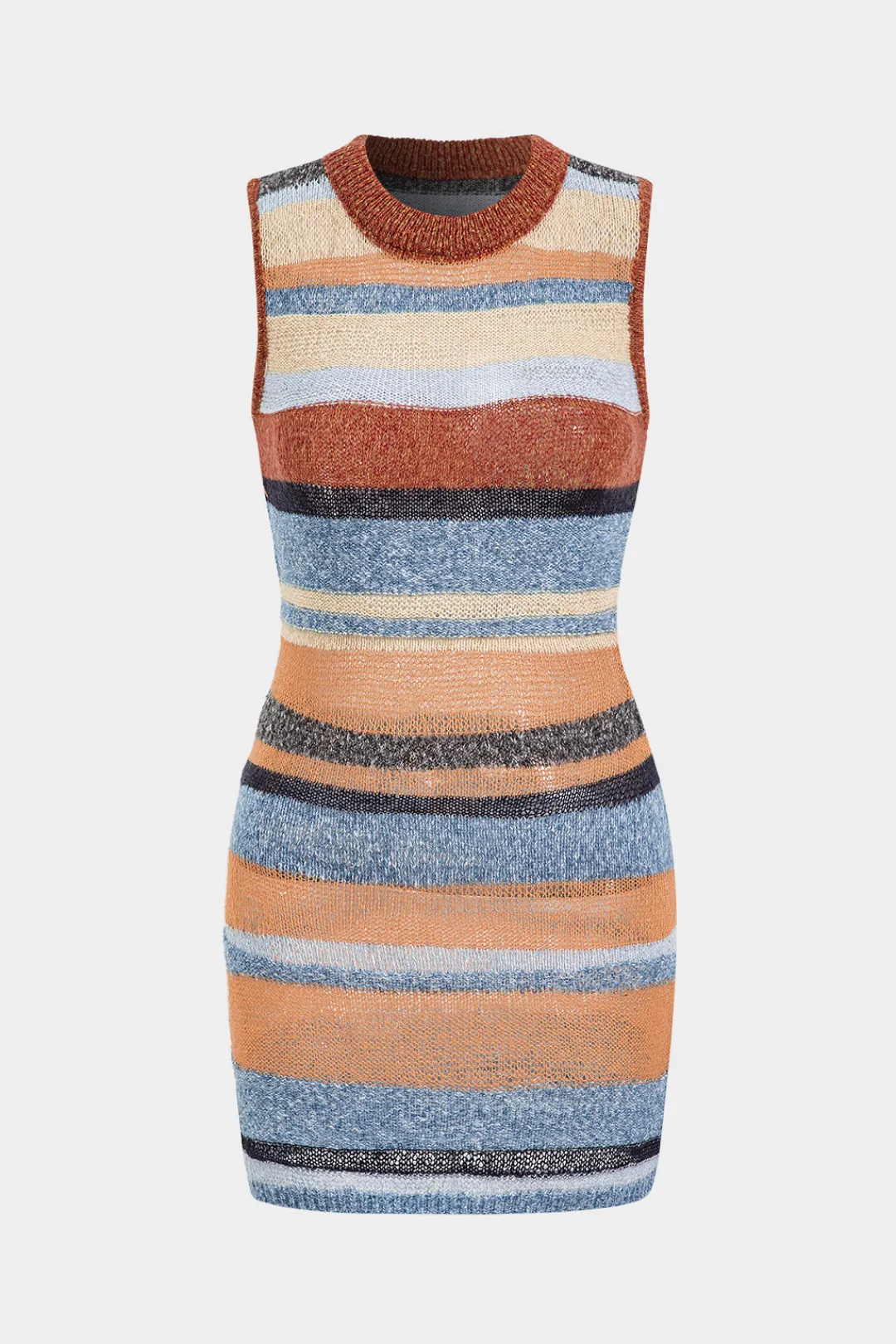 MICAS Knit Dresses-Color Block Print Knit Cut Out Sleeveless Dress MULTICOLOR