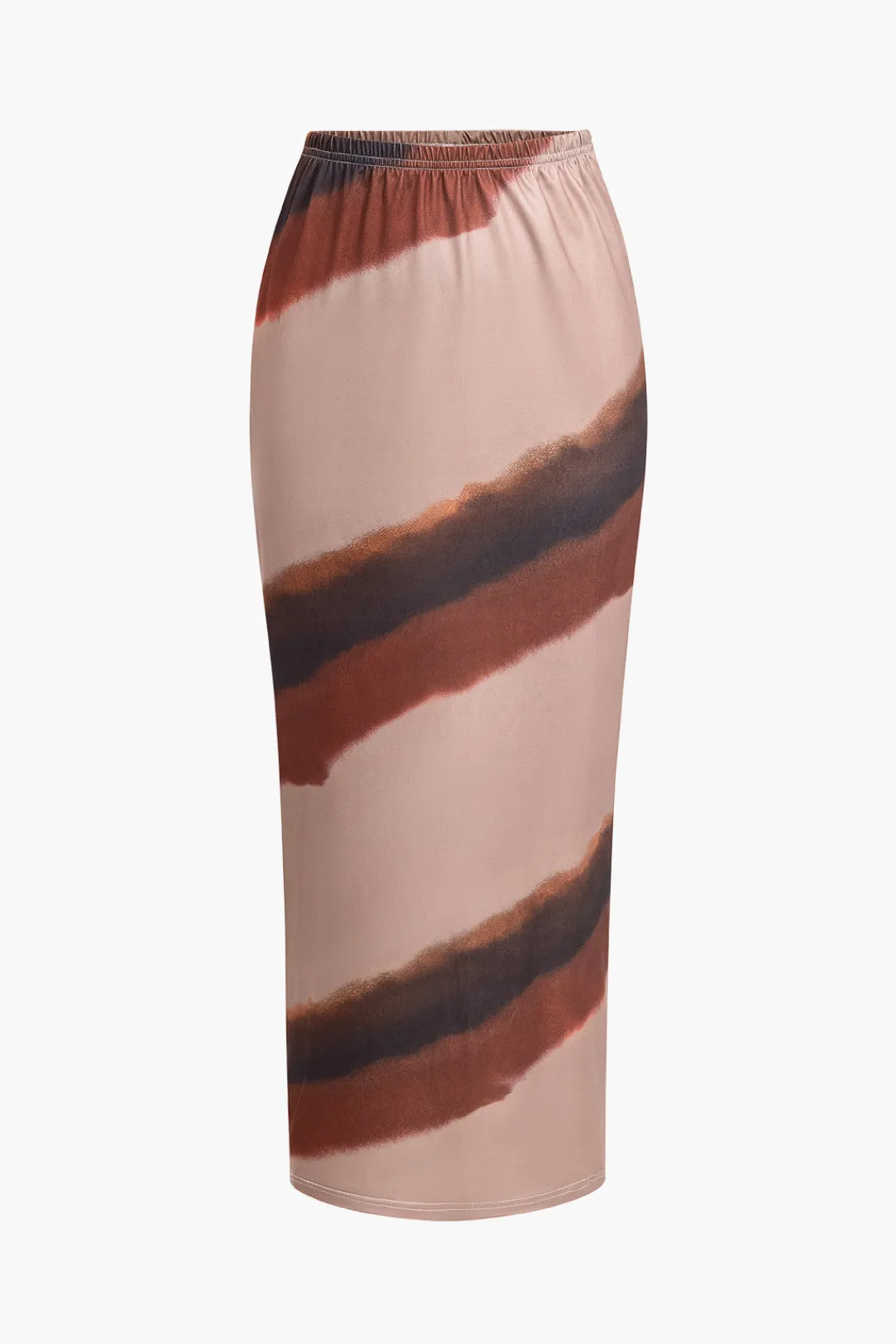 MICAS Skirts-Color Block Print Slit Midi Skirt