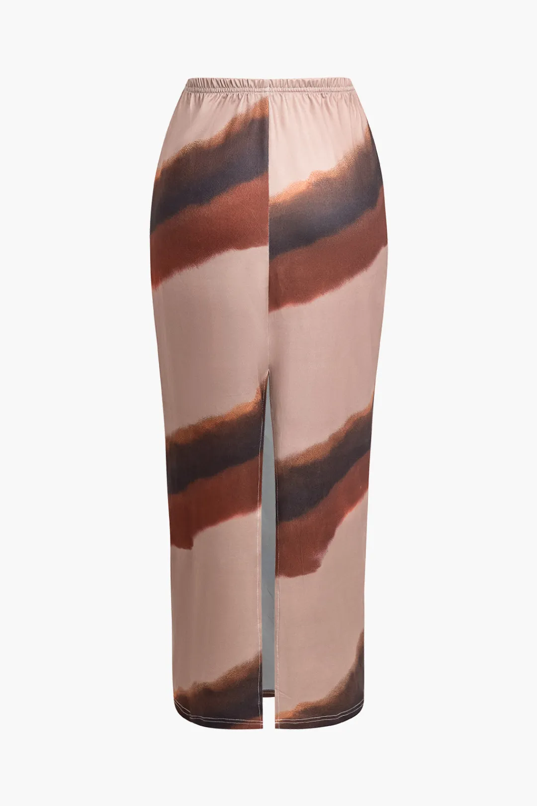 MICAS Skirts-Color Block Print Slit Midi Skirt