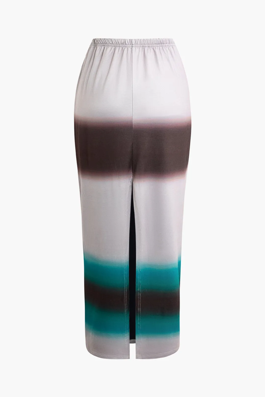 MICAS Skirts-Color Block Print Slit Midi Skirt