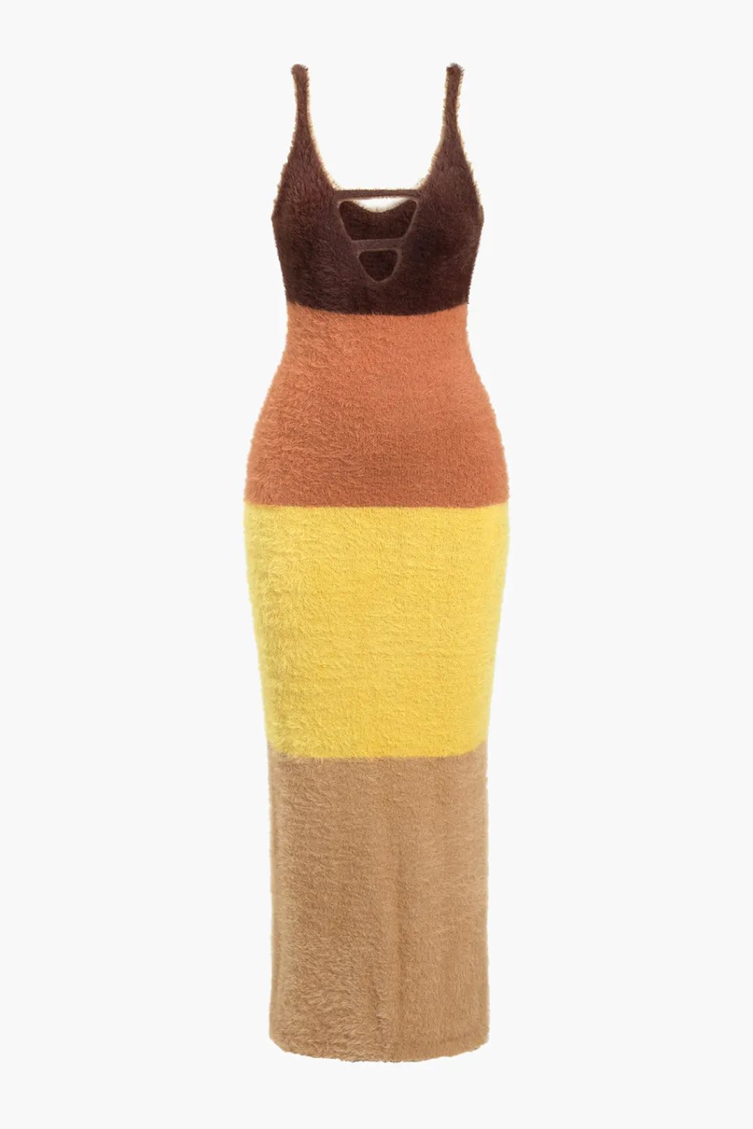 MICAS Knit Dresses-Color Block Print Sweater Cut Out Sweater Dress Contrast Color