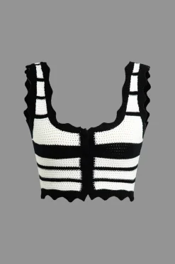 MICAS Knitwear|Vacation Sets-Color Block Stripe Knit Cami Top And Skirt Set Contrast Color