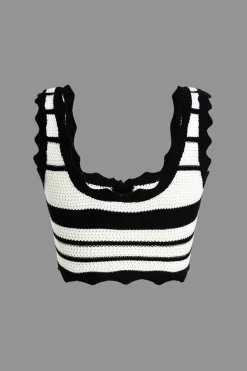 MICAS Knitwear|Vacation Sets-Color Block Stripe Knit Cami Top And Skirt Set Contrast Color