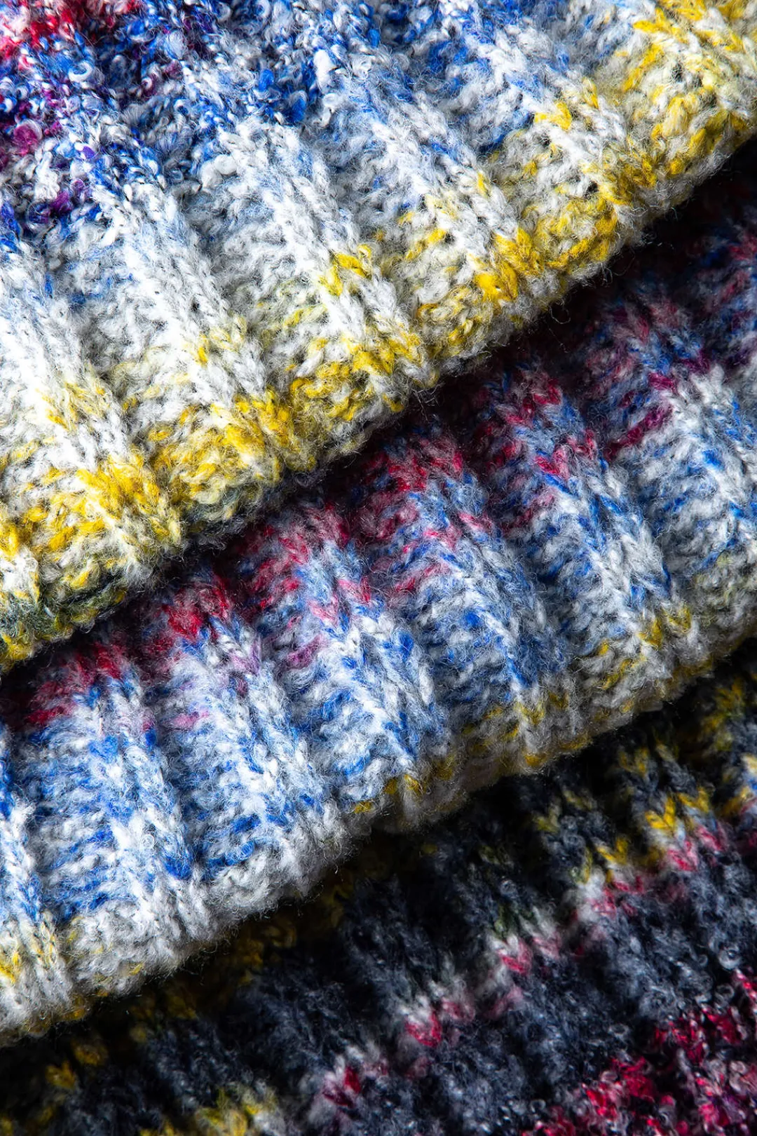 MICAS Skirts-Color Block Sweater Fringe Trim Skirt MULTICOLOR