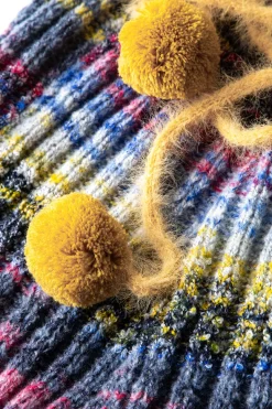 MICAS Skirts-Color Block Sweater Fringe Trim Skirt MULTICOLOR