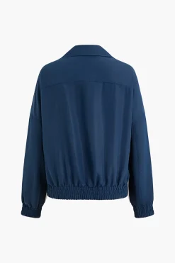 MICAS Outerwear|Outerwear-Color Block Zipper Jacket BLUE