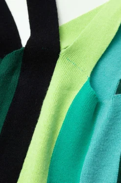 MICAS Knit Dresses-Colorblock Fringe Hem Sleeveless Knit Dress