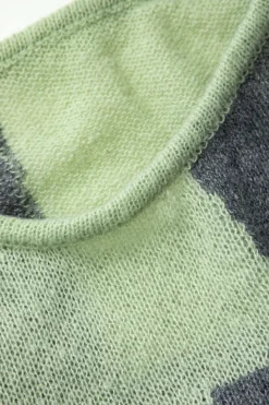 MICAS Long Sleeve Dresses|Knitwear-Colorblock Knit Destroyed Slit Midi Dress GREEN