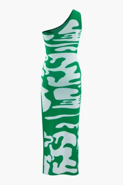 MICAS Knitwear|Knit Dresses-Colorblock One Shoulder Slit Knit Dress