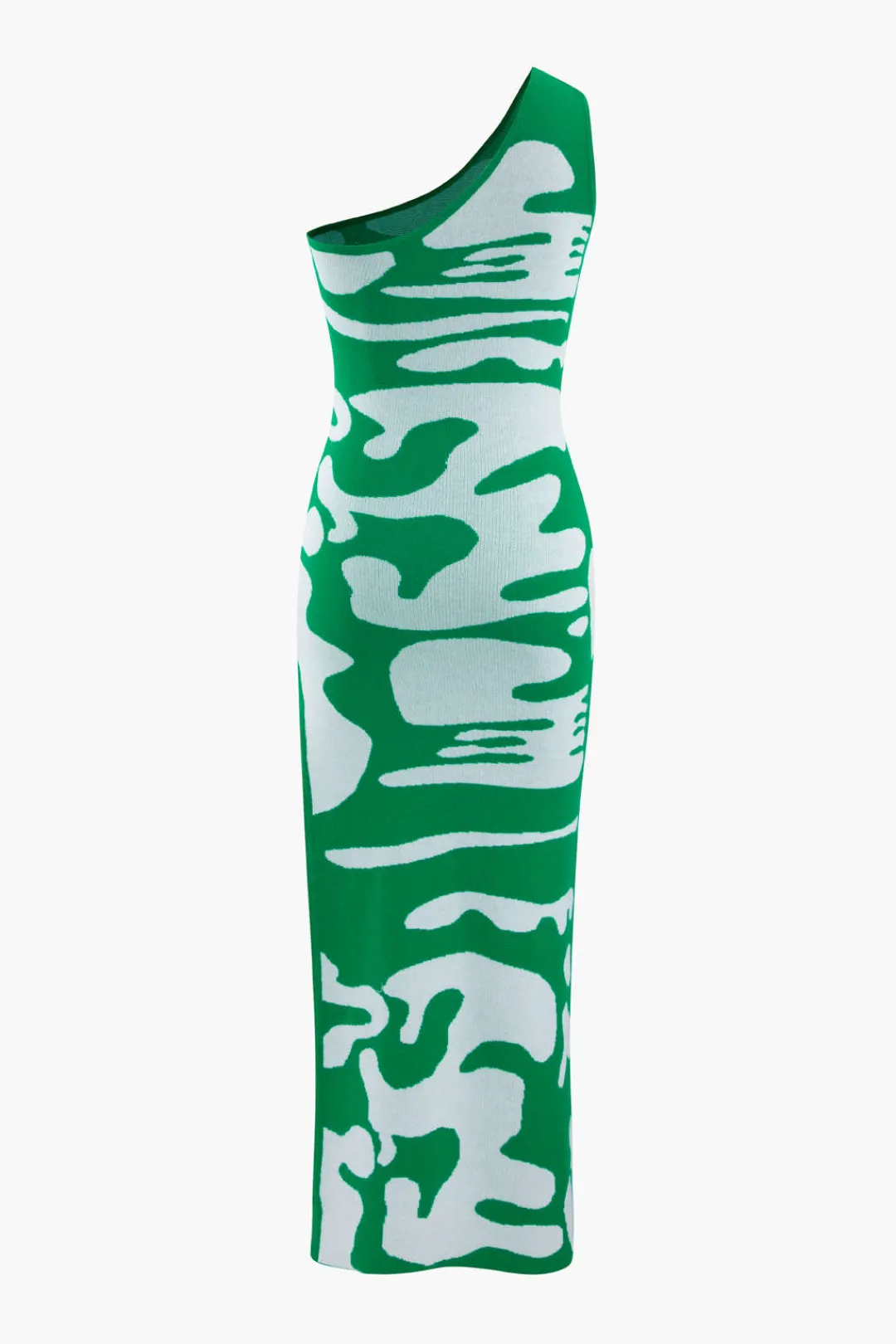 MICAS Knitwear|Knit Dresses-Colorblock One Shoulder Slit Knit Dress