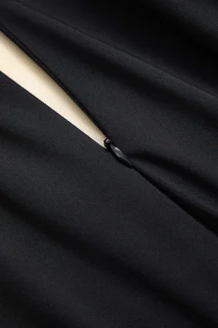 MICAS Jumpsuits & Rompers-Colorblock Patchwork High Waist Long Sleeve Jumpsuit BLACK