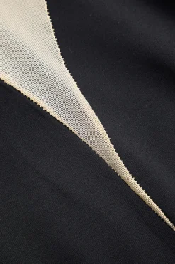 MICAS Jumpsuits & Rompers-Colorblock Patchwork High Waist Long Sleeve Jumpsuit BLACK