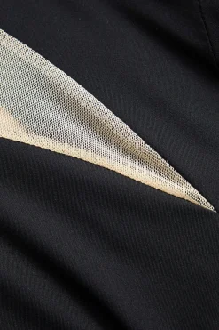 MICAS Jumpsuits & Rompers-Colorblock Patchwork High Waist Long Sleeve Jumpsuit BLACK