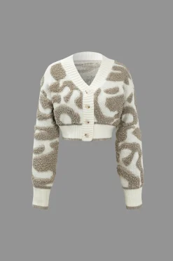 MICAS Outerwear|Knitwear-Colorblock V-neck Knit Button Up Cardigan