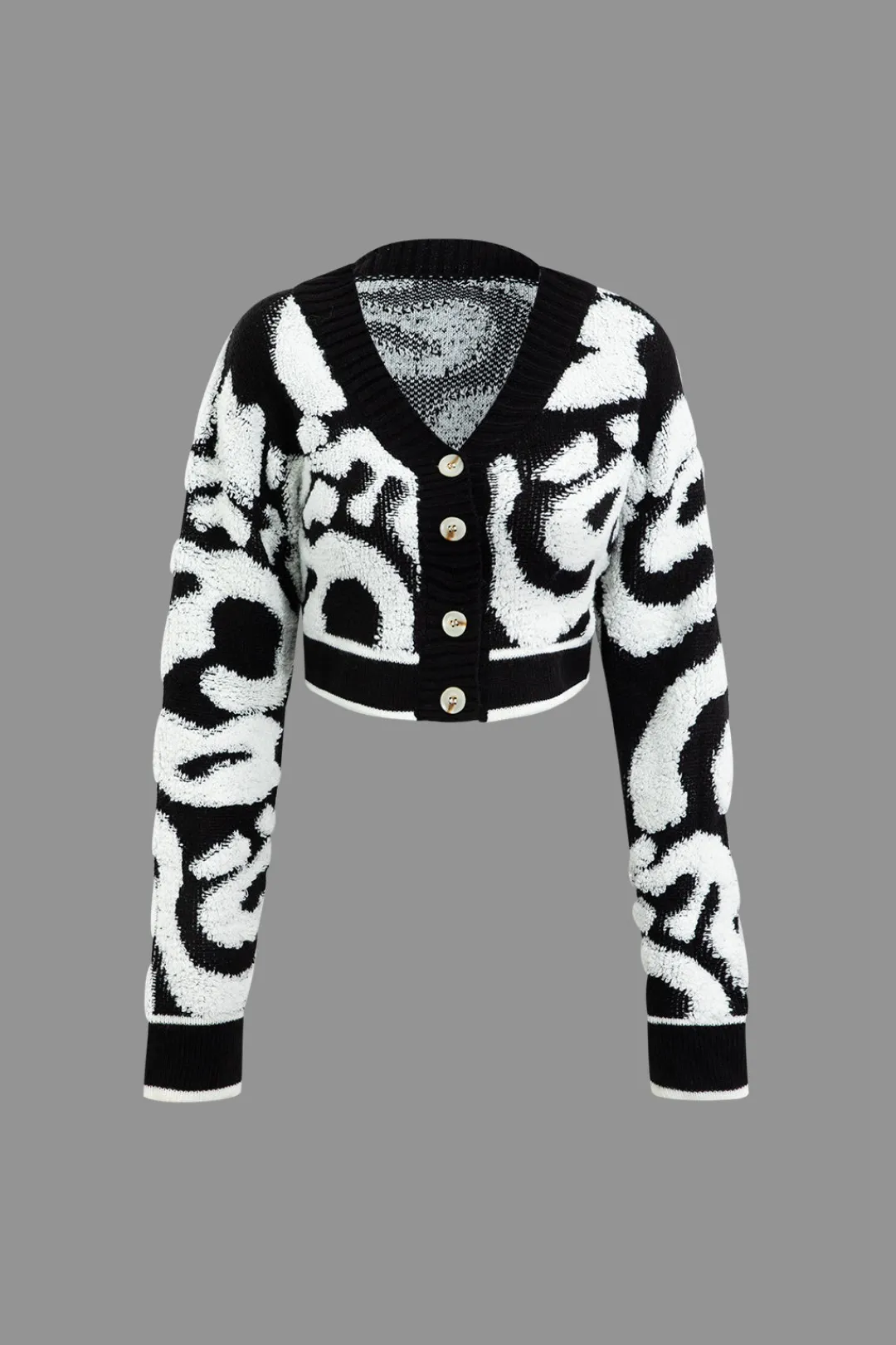 MICAS Outerwear|Knitwear-Colorblock V-neck Knit Button Up Cardigan