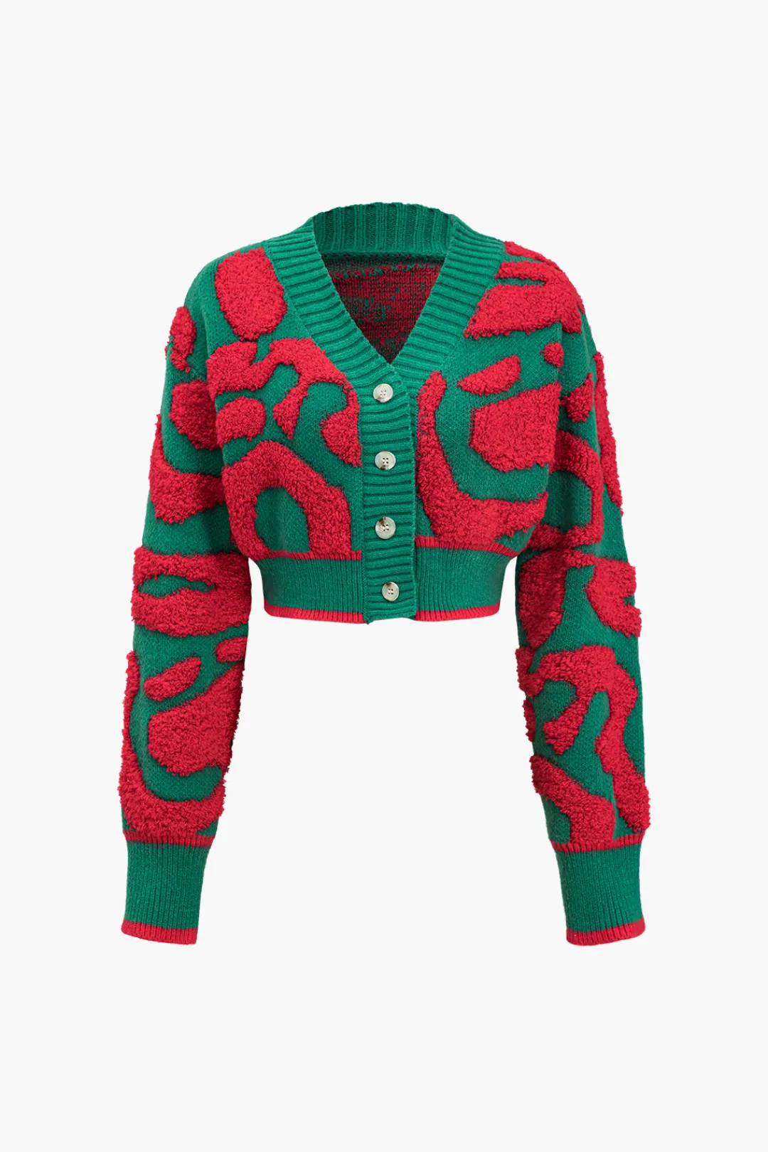 MICAS Outerwear|Knitwear-Colorblock V-neck Knit Button Up Cardigan