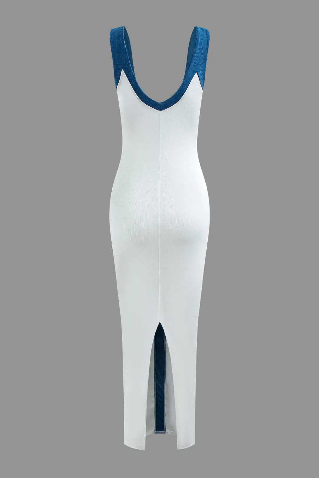 MICAS Maxi Dresses-Colorblock V-neck Ribbed Split Maxi Dress