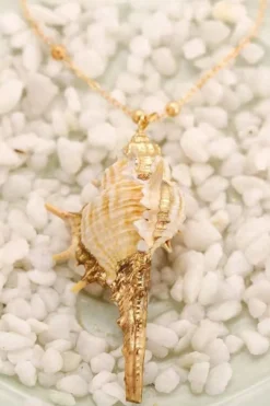 MICAS Necklaces-Conch Shell Pendant Necklace GOLD