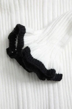 MICAS Knitwear|Knit Dresses-Contrast Bell Sleeve Knit Midi Dress IVORY