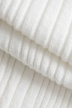 MICAS Knitwear|Knit Dresses-Contrast Bell Sleeve Knit Midi Dress IVORY