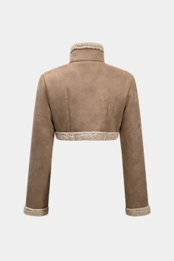 MICAS Outerwear|Outerwear-Contrast Binding V-shape Cut Jacket LIGHT BROWN