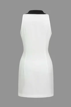 MICAS Mini Dresses-Contrast Button Mini Dress OPTICAL WHITE