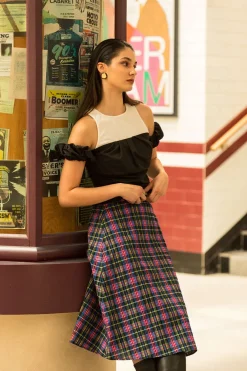 MICAS T-Shirts-Contrast Cold Shoulder Tee BLACK