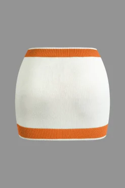 MICAS Vacation Sets|Knit Sets-Contrast Collar Crop Knit Top And Mini Skirt Set