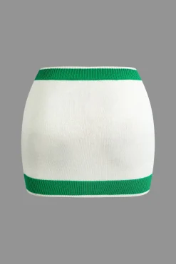 MICAS Vacation Sets|Knit Sets-Contrast Collar Crop Knit Top And Mini Skirt Set