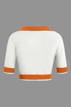 MICAS Vacation Sets|Knit Sets-Contrast Collar Crop Knit Top And Mini Skirt Set