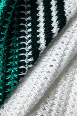 MICAS Knitwear|Knit Tops-Contrast Crochet Short Sleeve Top WHITE