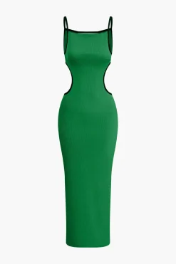 MICAS Maxi Dresses-Contrast Cut Out Backless Slip Maxi Dress