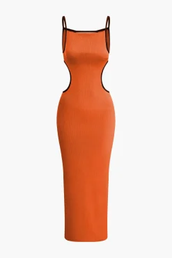 MICAS Maxi Dresses-Contrast Cut Out Backless Slip Maxi Dress