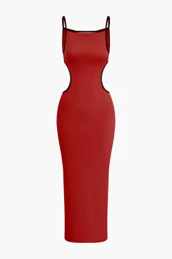 MICAS Maxi Dresses-Contrast Cut Out Backless Slip Maxi Dress